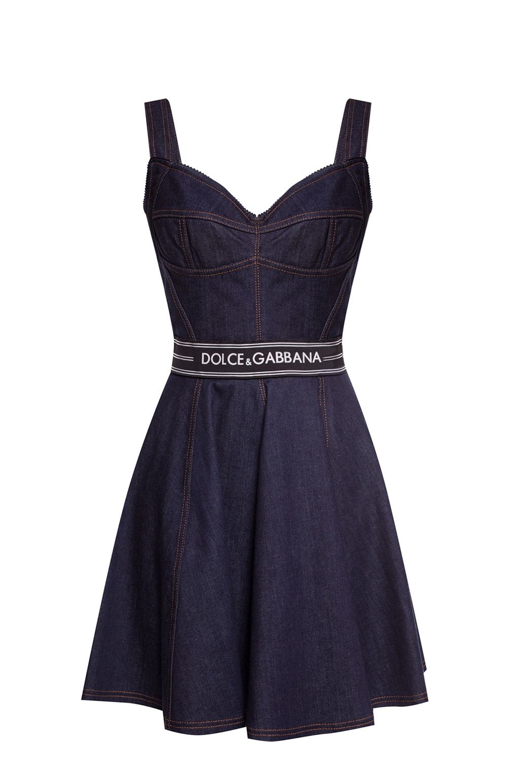 DOLCE & GABBANA ハイウエストレスフリフ FTAG1TG9921 N0000 SchaferandweinerShops Switzerland - Flared denim dress Dolce